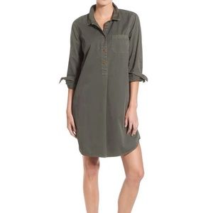 Madewell olive green garment dye cotton shirtdress
